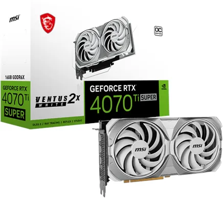 MSI GeForce RTX 4070 Ti SUPER VENTUS 2X OC WHITE - 16GB GDDR6X RAM - Graphics Card