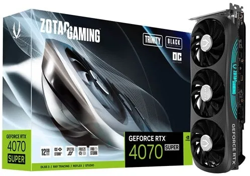 ZOTAC GeForce RTX 4070 SUPER Trinity OC Black - 12GB GDDR6X RAM - Graphics Card