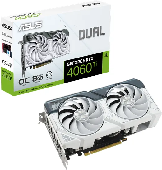 ASUS GeForce RTX 4060 Ti DUAL OC White - 8GB GDDR6 RAM - Graphics Card